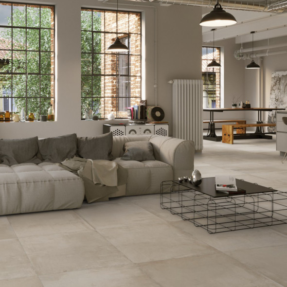 Keramische vloertegel, vloertegels, betonlook, taupe, bruin, Impermo, industrieel & lofty